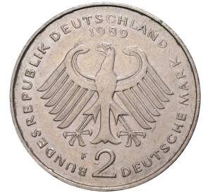 2 марки 1989 года F Западная Германия (ФРГ) «Курт Шумахер»