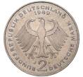 Монета 2 марки 1989 года J Западная Германия (ФРГ) «Курт Шумахер» (Артикул K11-82781)
