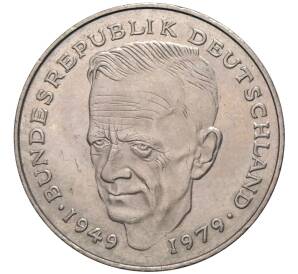 2 марки 1990 года J Западная Германия (ФРГ) «Курт Шумахер»