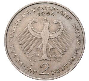 2 марки 1969 года F Западная Германия (ФРГ) «Конрад Аденауэр»