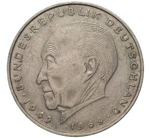 2 марки 1971 года D Западная Германия (ФРГ) «Конрад Аденауэр»