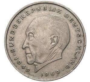 2 марки 1971 года G Западная Германия (ФРГ) «Конрад Аденауэр»