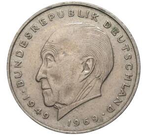 2 марки 1972 года F Западная Германия (ФРГ) «Конрад Аденауэр»