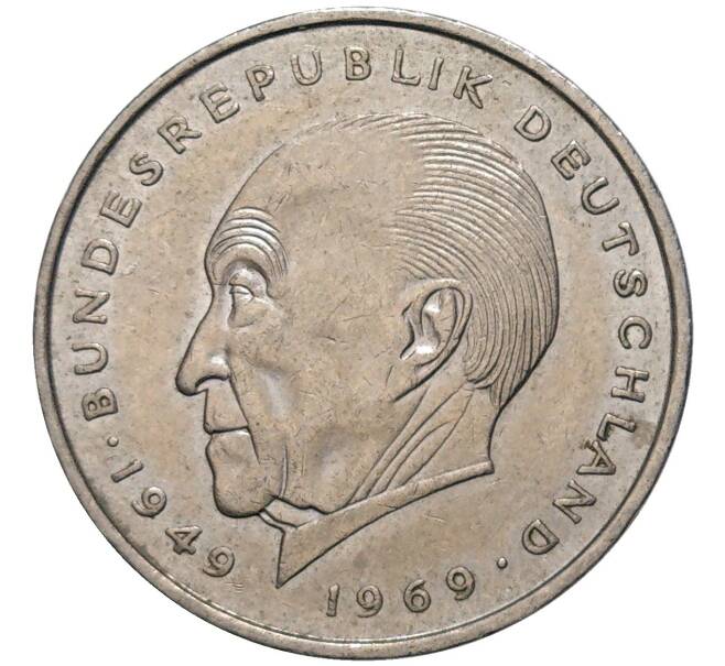 Монета 2 марки 1973 года J Западная Германия (ФРГ) «Конрад Аденауэр» (Артикул K11-82806)