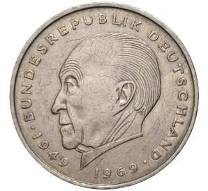 2 марки 1974 года J Западная Германия (ФРГ) «Конрад Аденауэр»