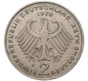2 марки 1976 года F Западная Германия (ФРГ) «Конрад Аденауэр»