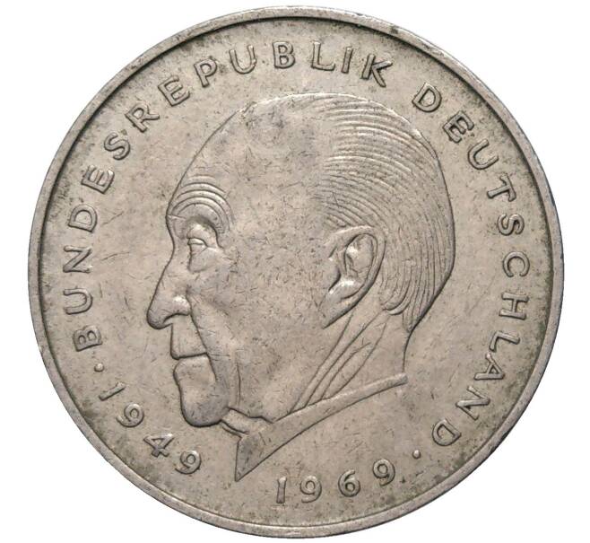Монета 2 марки 1977 года F Западная Германия (ФРГ) «Конрад Аденауэр» (Артикул K11-82815)