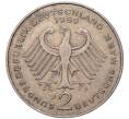 Монета 2 марки 1989 года J Западная Германия (ФРГ) «Людвиг Эрхард» (Артикул K11-82852)