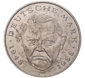 2 марки 1989 года F Западная Германия (ФРГ) «Людвиг Эрхард»