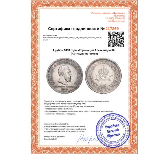 Монета 1 рубль 1883 года «Коронация Александра III» (Артикул: M1-48688)