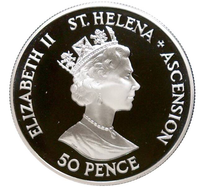 Монета 50 пенсов 1994 года Острова Святой Елены и Вознесения «50 лет высадке в Нормандии» (Артикул M2-59240)