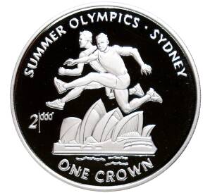 1 крона 1999 года Остров Мэн «XXVII летние Олимпийские Игры 2000 в Сиднее — Бег с препятствиями»