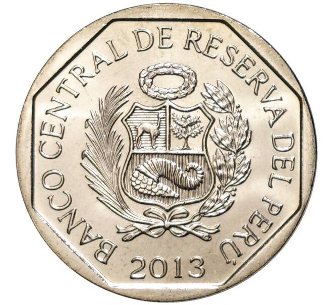 Монета 1 новый соль 2013 года Перу «Природные ресурсы Перу — Перуанский анчоус» (Артикул K11-83749)
