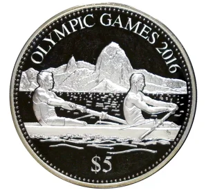 5 долларов 2015 года Острова Кука «Олимпийские игры 2016 — Академическая гребля»