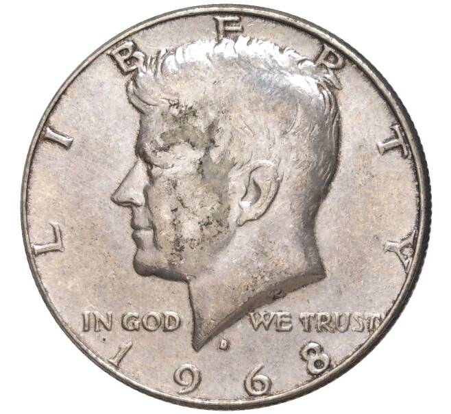 Монета 1/2 доллара (50 центов) 1968 года D США (Артикул K11-83907)