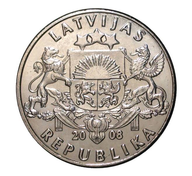 Монета 1 лат 2008 года Латвия (Артикул: M2-2829) — Фото №2