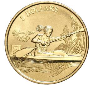 5 долларов 2000 года Австралия «Олимпийские игры 2000 в Сиднее — Гребля на байдарках и каноэ»
