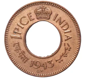 1 пайс 1943 года Британская Индия