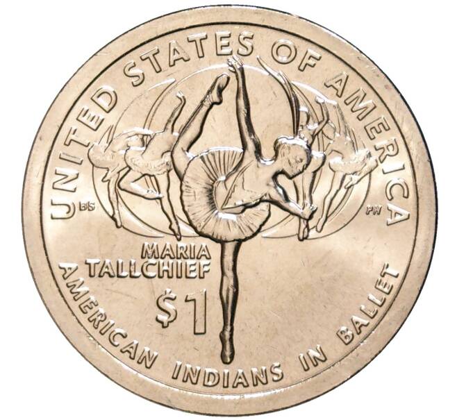 Монета 1 доллар 2023 года D США «Коренные Американцы — Мария Толчиф и американские индейцы в балете» (Артикул M2-59749)