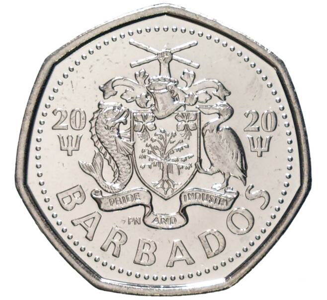 Монета 1 доллар 2020 года Барбадос «Летучие рыбы» (Артикул: M2-59759) — Фото №2