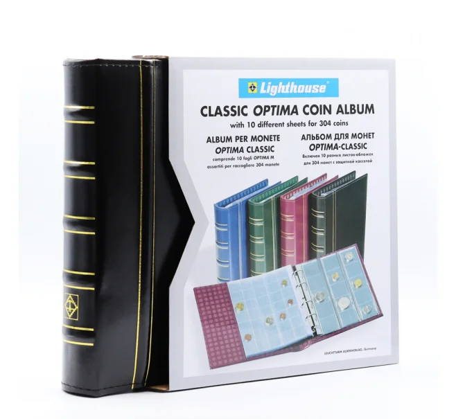 Альбом для монет с 10 листами формат «Optima» Черный Классический дизайн LEUCHTTURM 306512 (Артикул L1-12019)