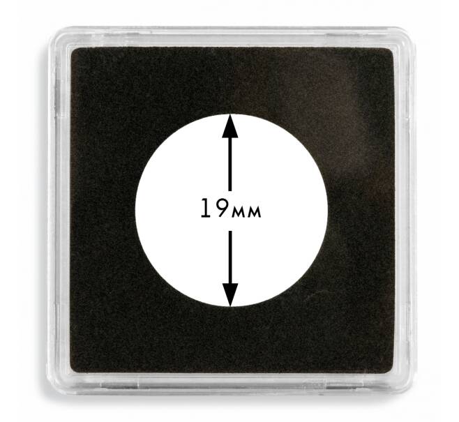Квадратные капсулы «QUADRUM» для монет диаметром 19 мм (упаковка 10 штук) LEUCHTTURM 302707