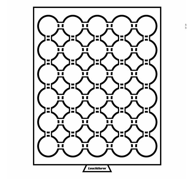 Кассета на 30 ячеек для хранения и презентации монет в капсулах диаметром до 33 мм MB LEUCHTTURM 331986 (Артикул: L1-12191) — Фото №1