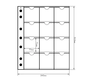 Лист для 12 монет в холдерах 67х67 мм формат «Grande» LEUCHTTURM 326120