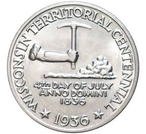 1/2 доллара (50 центов) 1936 года США «100 лет штату Висконсин»