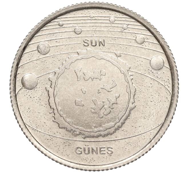Монета 1 куруш 2022 года Турция «Солнечная система — Солнце» (Артикул M2-59895)
