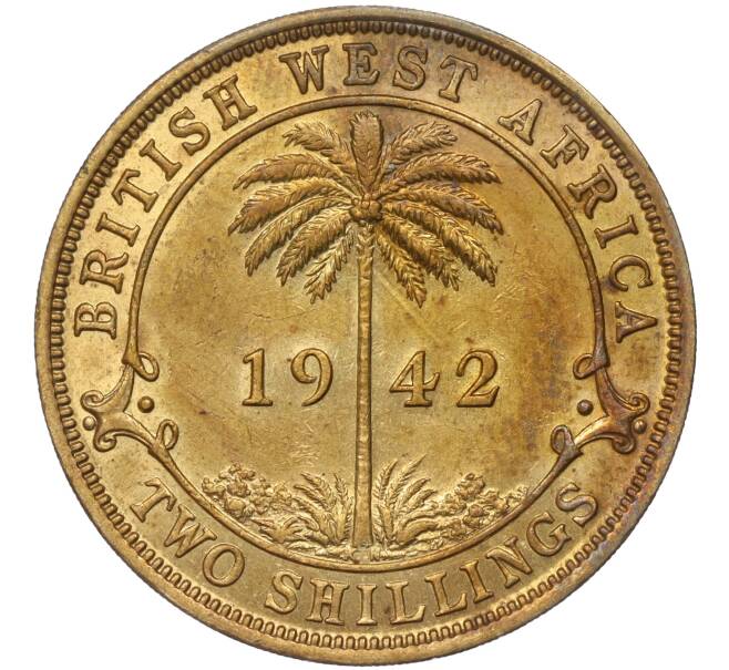 Монета 2 шиллинга 1942 года KN Британская Западная Африка (Артикул K11-86177)