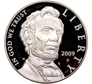 1 доллар 2009 года Р США «200 лет со дня рождения Авраама Линкольна»