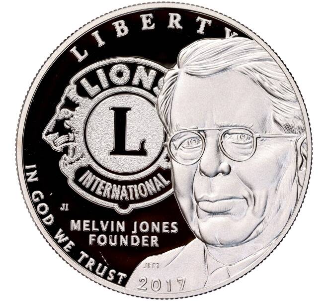 Монета 1 доллар 2017 года Р США «100 лет организации Lions Club International» (Артикул M2-59974)