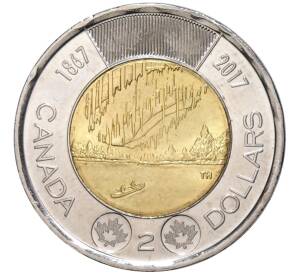 2 доллара 2017 года Канада «150 лет Конфедерации — Полярное сияние»