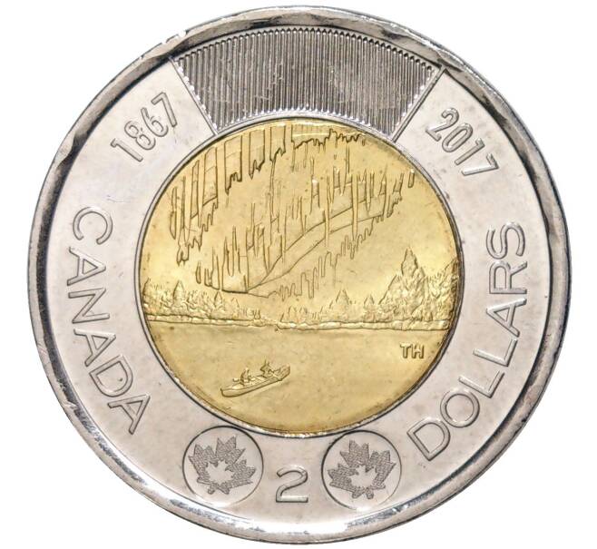 Монета 2 доллара 2017 года Канада «150 лет Конфедерации — Полярное сияние» (Артикул K1-4495)
