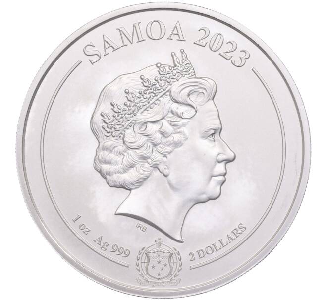 Монета 2 доллара 2023 года Самоа «Четыре стража — Белый тигр» (Артикул M2-60021)
