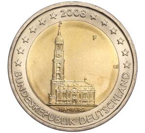 2 евро 2008 года F Германия «Федеральные земли Германии — Церковь Святого Михаила в Гамбурге» — Фото №1