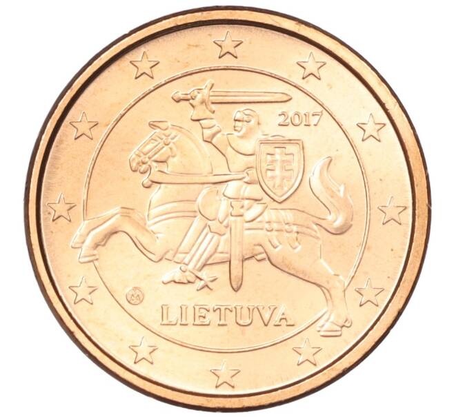 Монета 1 евроцент 2017 года Литва (Артикул M2-60075)