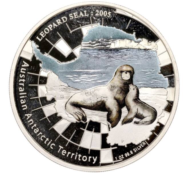 Монета 1 доллар 2005 года Австралия «Австралийская антарктическая территория — Морской леопард» (Артикул K11-86852)
