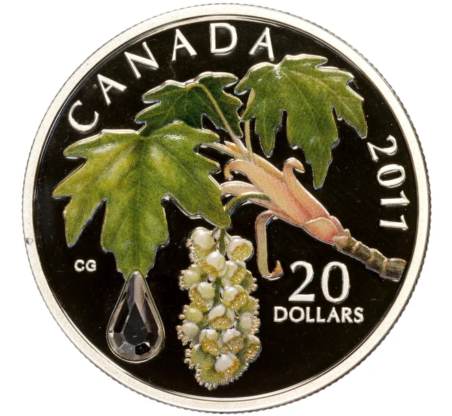 Монета 20 долларов 2011 года Канада «Цветущая ветвь клена с кристаллом Сваровски» (Артикул K11-86855)