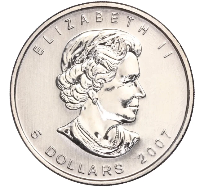 Монета 5 долларов 2007 года Канада «Кленовый лист» (Позолота) (Артикул K11-86857)