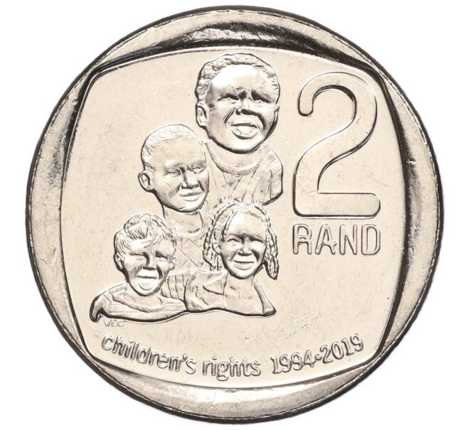 Монета 2 рэнда 2019 года ЮАР «25 лет конституционной демократии в Южной Африке — Права детей» (Артикул: M2-60367) — Фото №1
