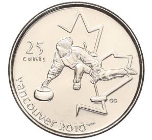 25 центов 2007 года Канада «XXI зимние Олимпийские Игры в Ванкувере 2010 года — Керлинг» — Фото №1