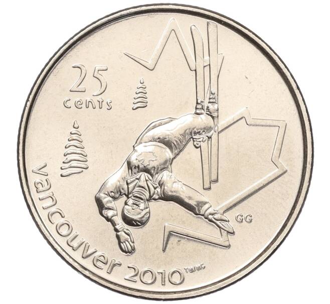 Монета 25 центов 2008 года Канада «XXI зимние Олимпийские Игры в Ванкувере 2010 года — Фристайл» (Артикул M2-60392)
