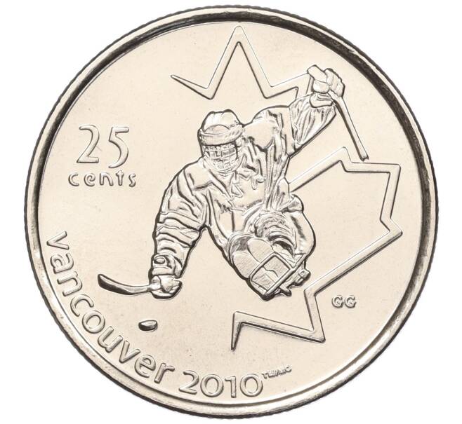 Монета 25 центов 2009 года Канада «X зимние Паралимпийские Игры 2010 в Ванкувере — Хоккей» (Артикул M2-60393)