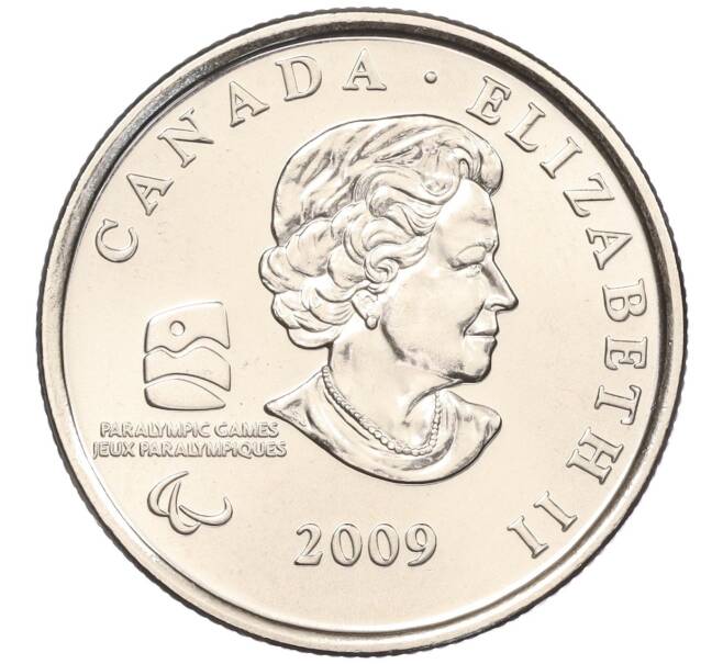 Монета 25 центов 2009 года Канада «X зимние Паралимпийские Игры 2010 в Ванкувере — Хоккей» (Артикул M2-60393)