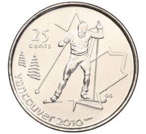 25 центов 2009 года Канада «XXI зимние Олимпийские Игры в Ванкувере 2010 года — Лыжные гонки» — Фото №1