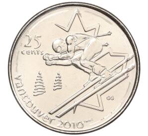 25 центов 2007 года Канада «XXI зимние Олимпийские Игры в Ванкувере 2010 года — Горные лыжи» — Фото №1