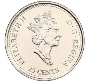 25 центов 1999 года Канада «Миллениум — Февраль 1999 года (Запечатленные в камне)» — Фото №2