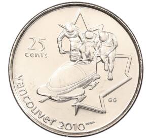 25 центов 2008 года Канада «XXI зимние Олимпийские Игры в Ванкувере 2010 года — Бобслей» — Фото №1